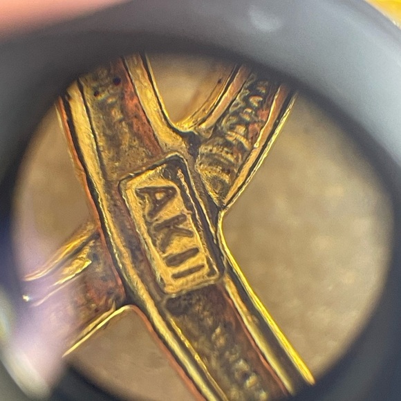 Vintage Anne Klein II Gold Plated Double Heart with Crystal Brooch - Picture 8 of 8